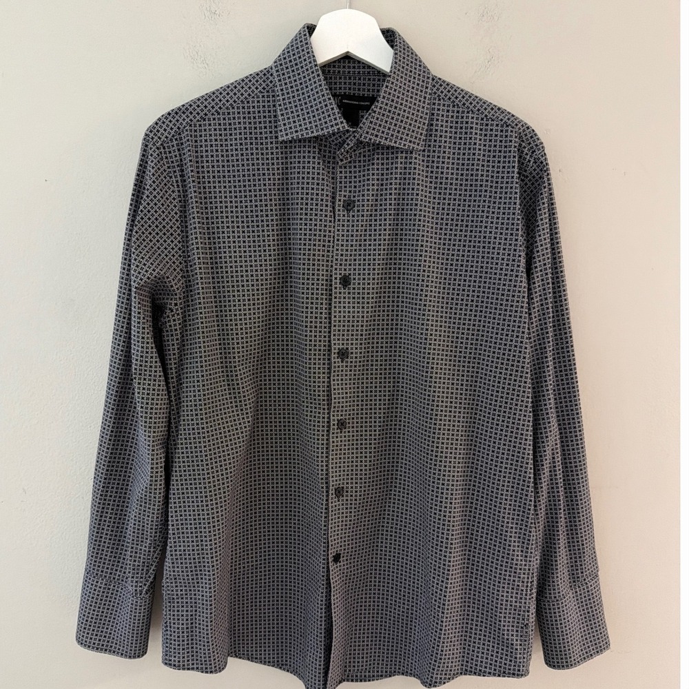 INC International‎ Concepts Mens Medium Black White Geometric Button Down Shirt
